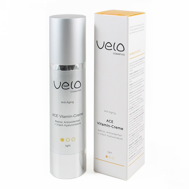 Velo Medizinprodukte Shop Velo Cosmetics Ace Vitamin Creme Light Mit Retinol Antioxidantien Und 3 Fach Hyaluronsaure Leichte Anti Aging Pflege Fur Normale Bis Fettige Haut Und Mischhaut Regt Die Regeneration Der Haut An